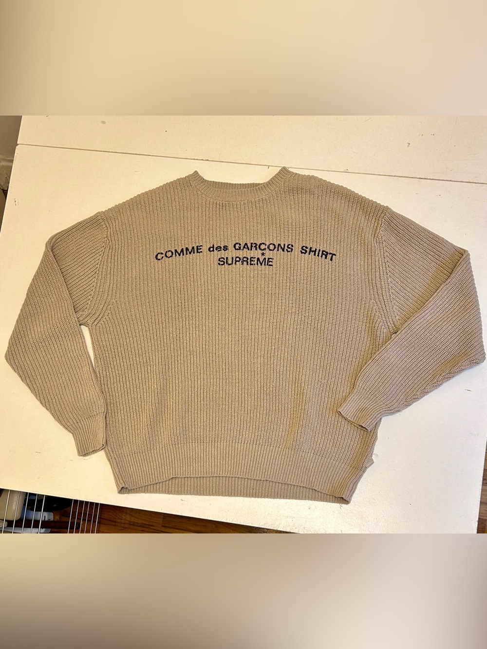Supreme Beige Ribbed Sweater-XL